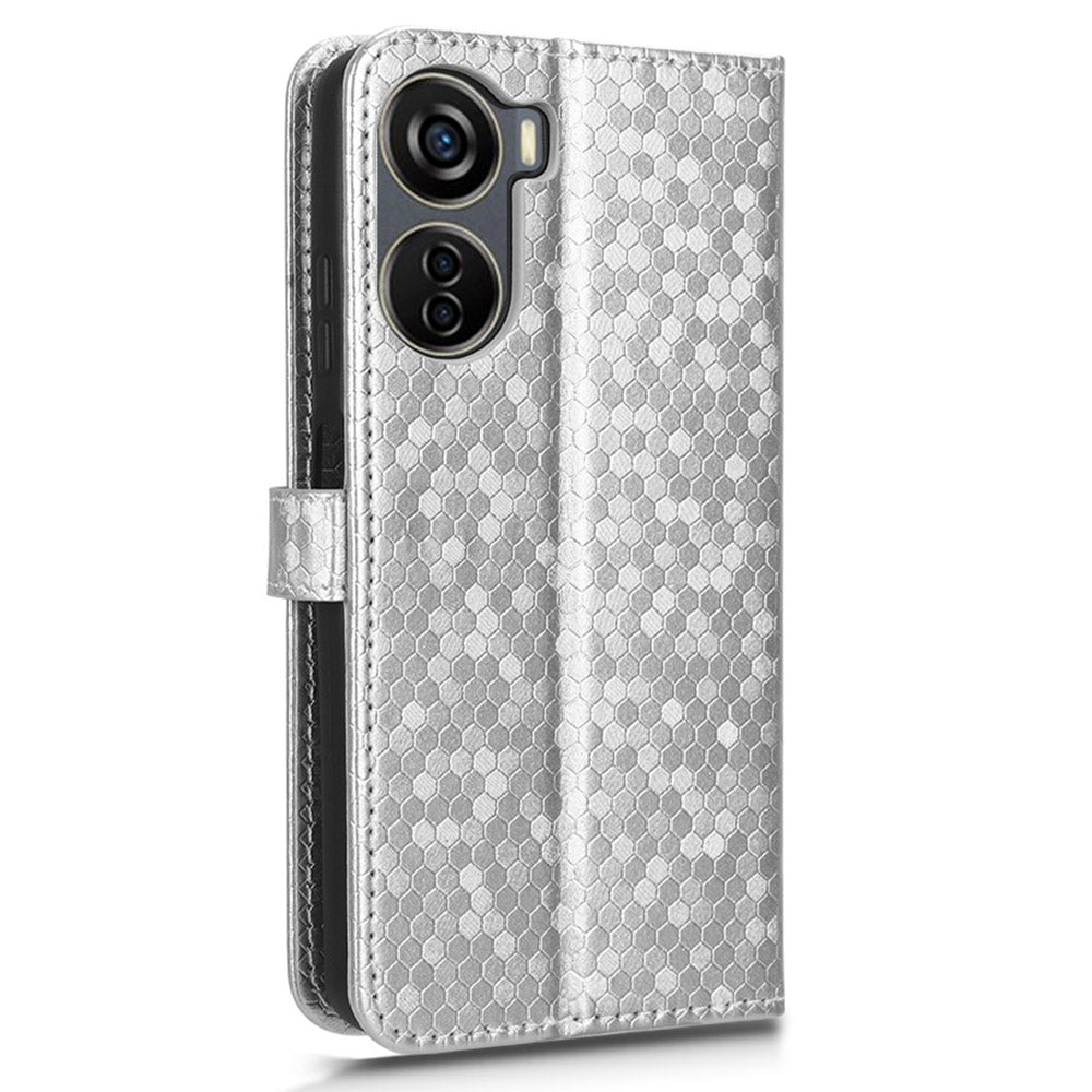Drop-proof Case for ZTE Axon 40 Lite , Dot Imprinted PU Leather Wallet Stand Phone Cover
