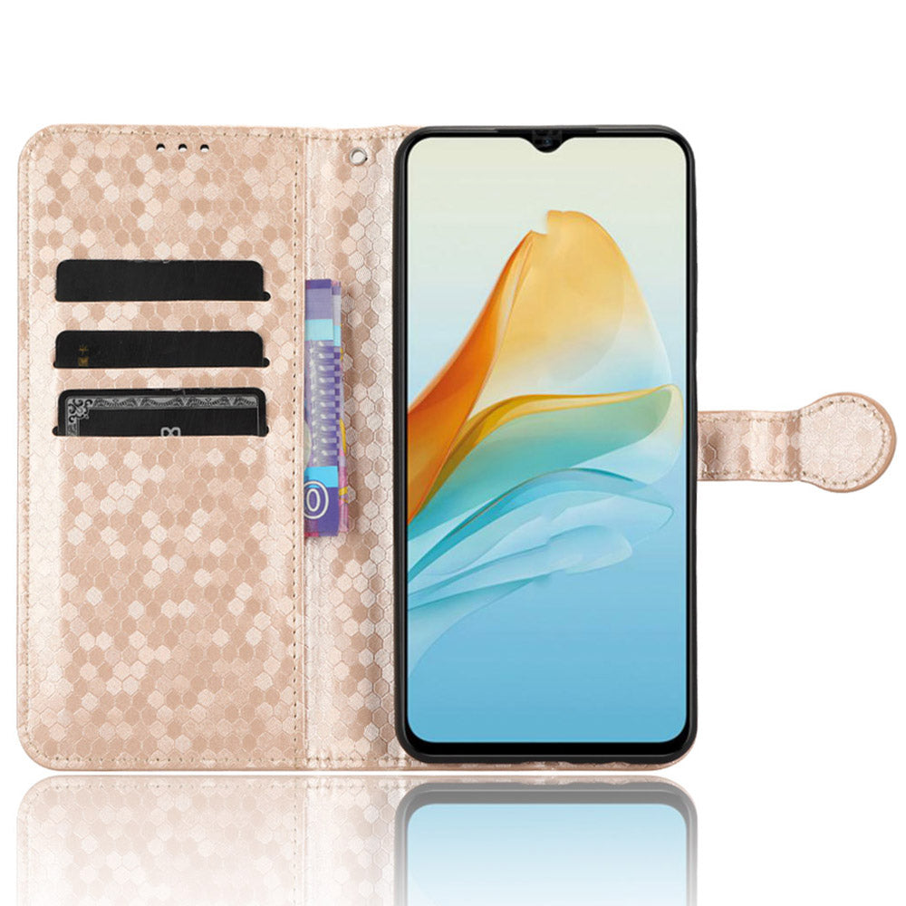 Drop-proof Case for ZTE Axon 40 Lite , Dot Imprinted PU Leather Wallet Stand Phone Cover