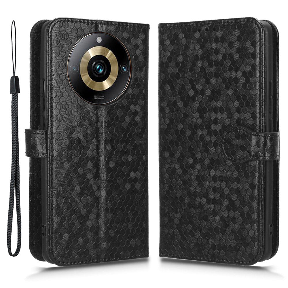 Anti-Scratch Phone Case for Realme 11 Pro+ 5G / 11 Pro 5G , Wallet Stand Dot Imprinted PU Leather Phone Cover