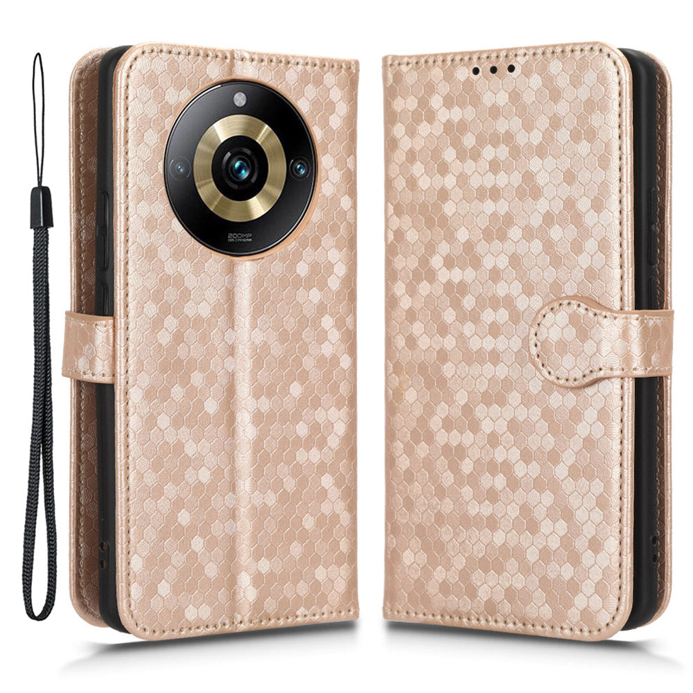 Anti-Scratch Phone Case for Realme 11 Pro+ 5G / 11 Pro 5G , Wallet Stand Dot Imprinted PU Leather Phone Cover