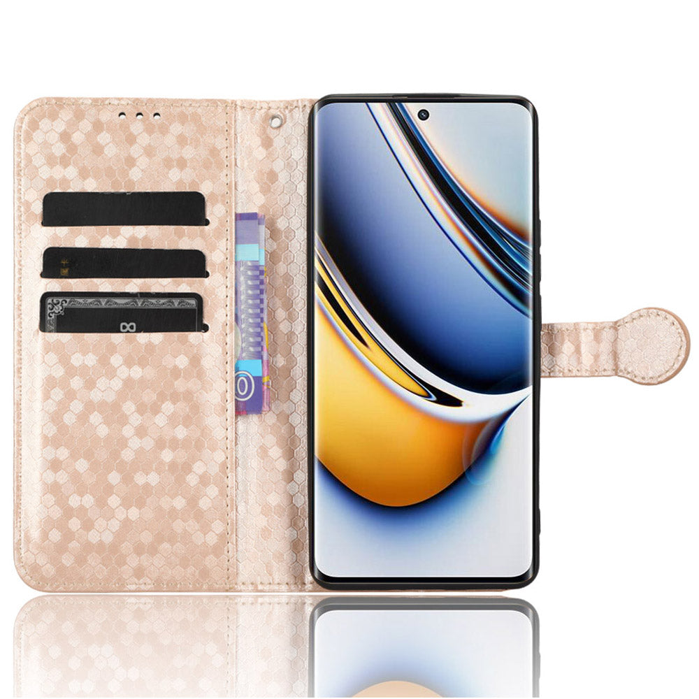 Anti-Scratch Phone Case for Realme 11 Pro+ 5G / 11 Pro 5G , Wallet Stand Dot Imprinted PU Leather Phone Cover