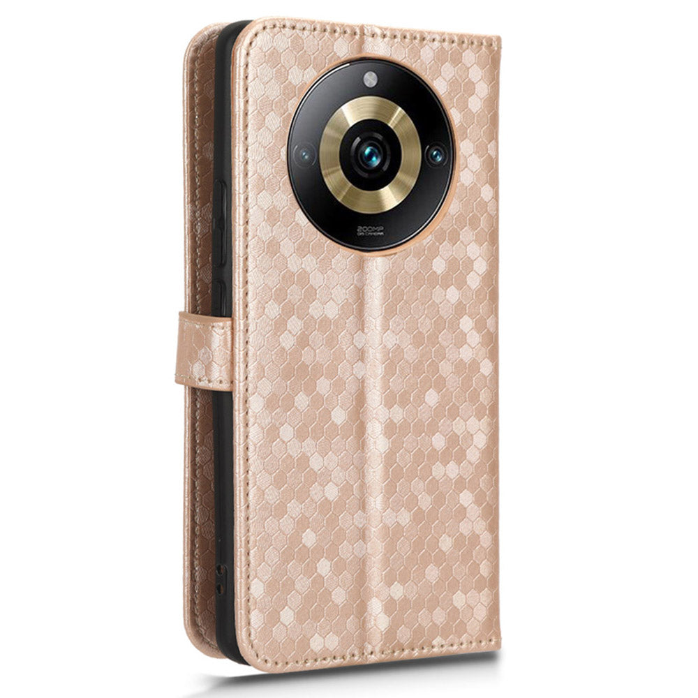 Anti-Scratch Phone Case for Realme 11 Pro+ 5G / 11 Pro 5G , Wallet Stand Dot Imprinted PU Leather Phone Cover