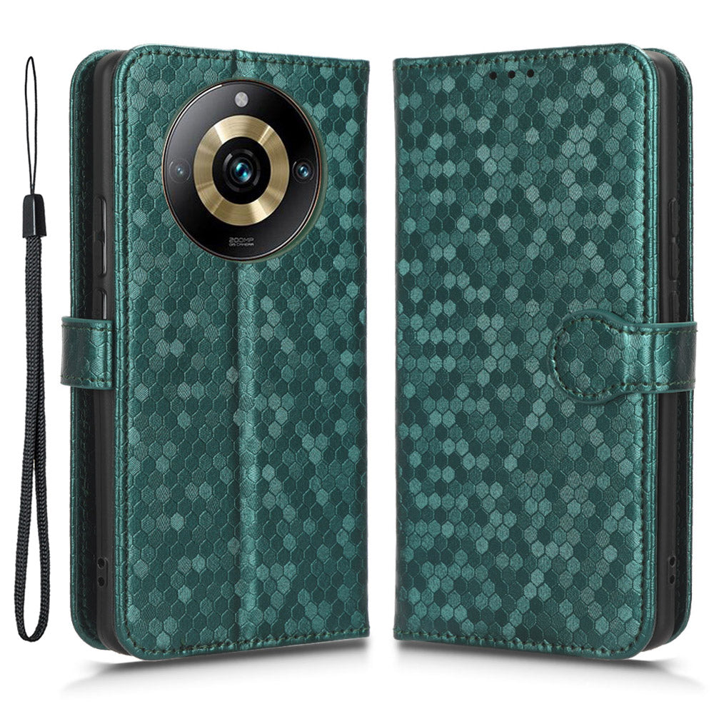 Anti-Scratch Phone Case for Realme 11 Pro+ 5G / 11 Pro 5G , Wallet Stand Dot Imprinted PU Leather Phone Cover