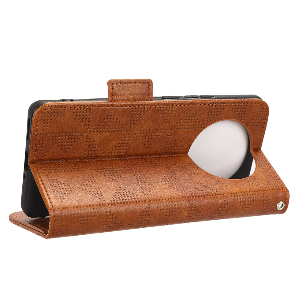 For Realme 11 Pro 5G / 11 Pro+ 5G Imprinted Triangle Phone Cover Stand Shell Dustproof PU Leather Wallet Case