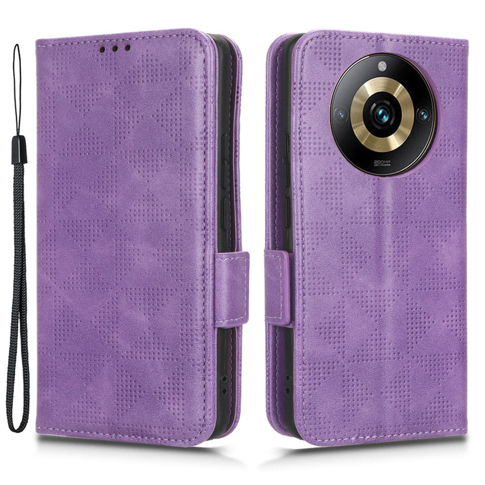 For Realme 11 Pro 5G / 11 Pro+ 5G Imprinted Triangle Phone Cover Stand Shell Dustproof PU Leather Wallet Case