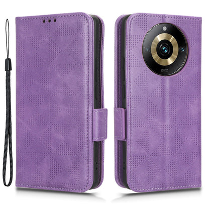 For Realme 11 Pro 5G / 11 Pro+ 5G Imprinted Triangle Phone Cover Stand Shell Dustproof PU Leather Wallet Case