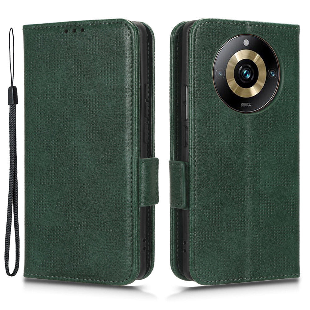 For Realme 11 Pro 5G / 11 Pro+ 5G Imprinted Triangle Phone Cover Stand Shell Dustproof PU Leather Wallet Case
