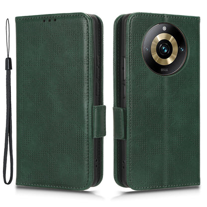 For Realme 11 Pro 5G / 11 Pro+ 5G Imprinted Triangle Phone Cover Stand Shell Dustproof PU Leather Wallet Case