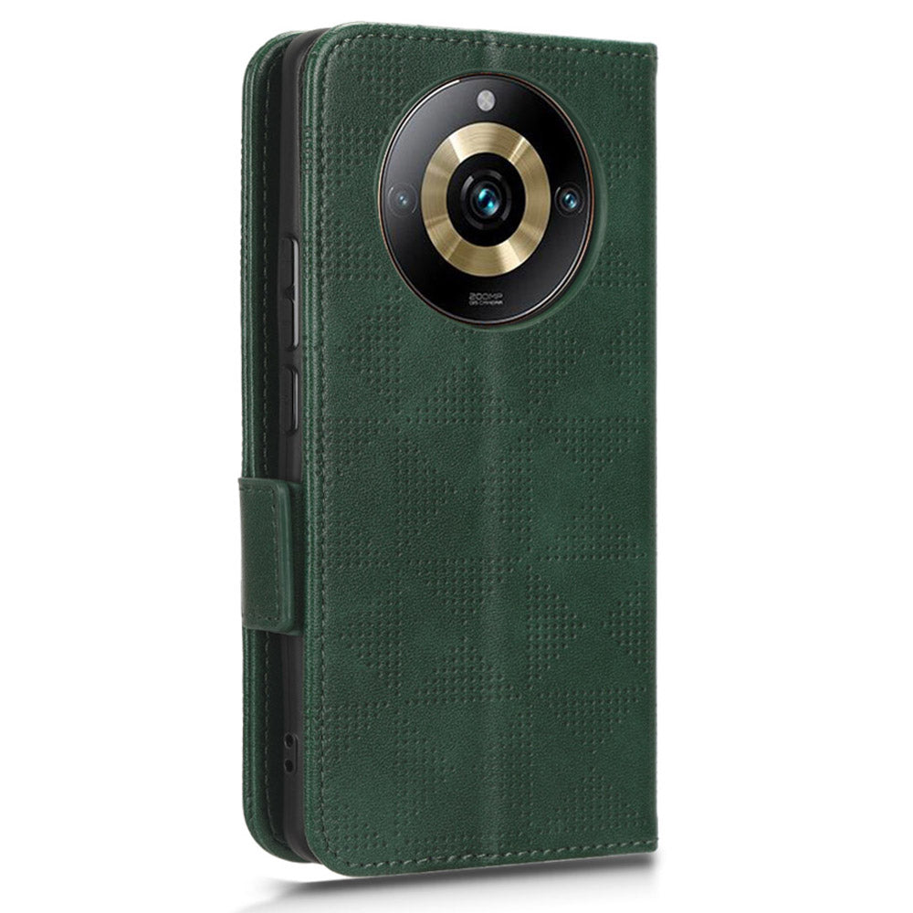 For Realme 11 Pro 5G / 11 Pro+ 5G Imprinted Triangle Phone Cover Stand Shell Dustproof PU Leather Wallet Case