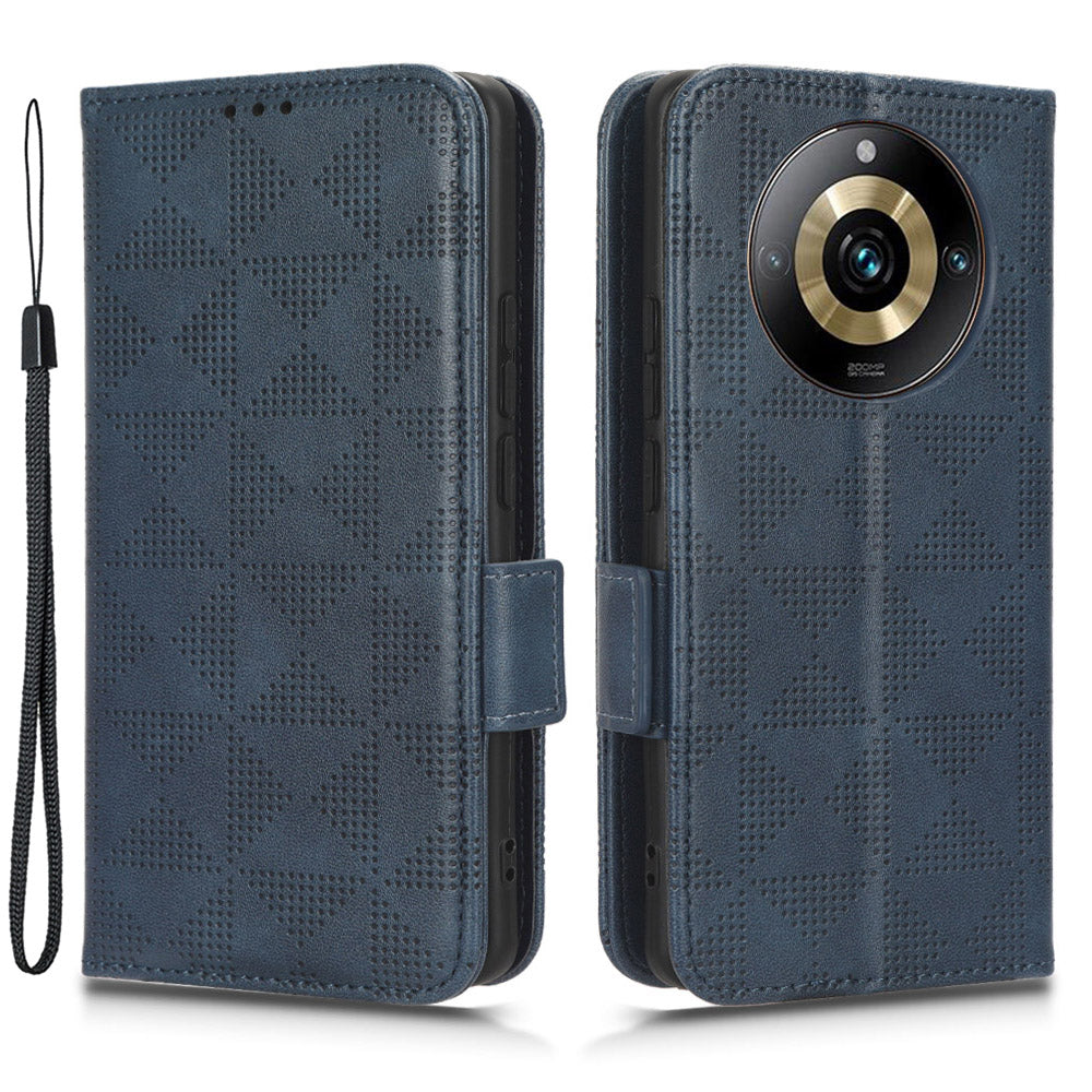 For Realme 11 Pro 5G / 11 Pro+ 5G Imprinted Triangle Phone Cover Stand Shell Dustproof PU Leather Wallet Case