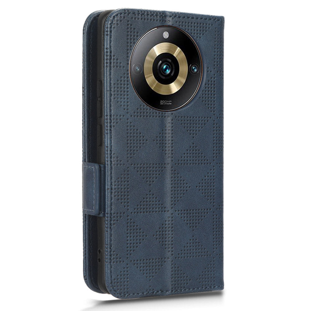 For Realme 11 Pro 5G / 11 Pro+ 5G Imprinted Triangle Phone Cover Stand Shell Dustproof PU Leather Wallet Case