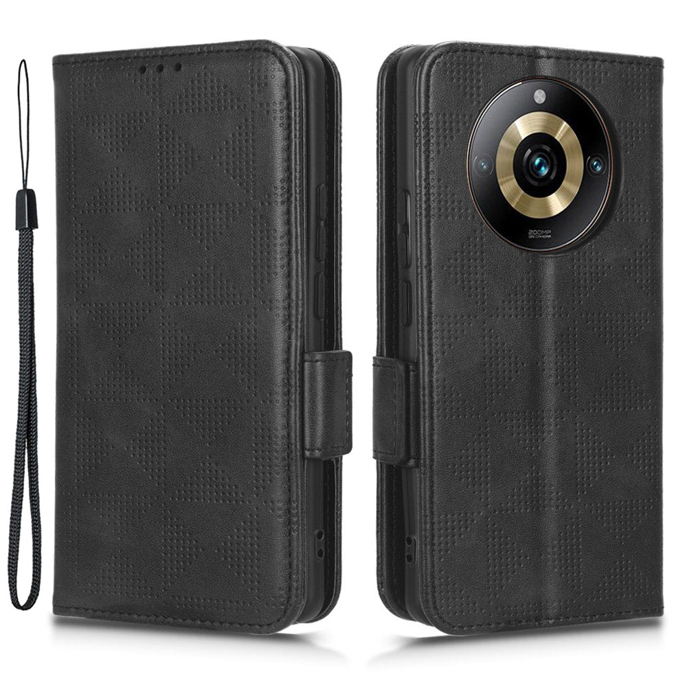For Realme 11 Pro 5G / 11 Pro+ 5G Imprinted Triangle Phone Cover Stand Shell Dustproof PU Leather Wallet Case