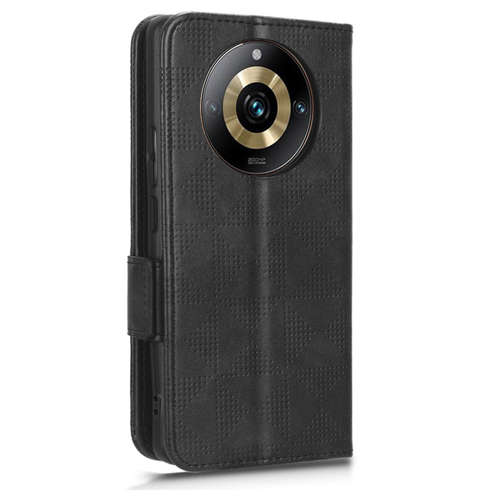 For Realme 11 Pro 5G / 11 Pro+ 5G Imprinted Triangle Phone Cover Stand Shell Dustproof PU Leather Wallet Case