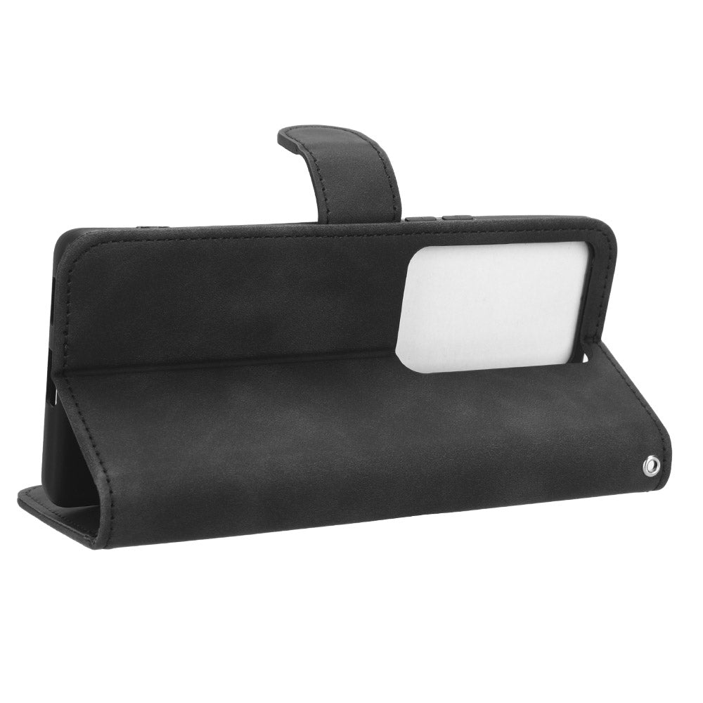 Skin-touch PU Leather Phone Cover for vivo S17 5G , Supporting Stand Slim-Fit Wallet Flip Phone Case