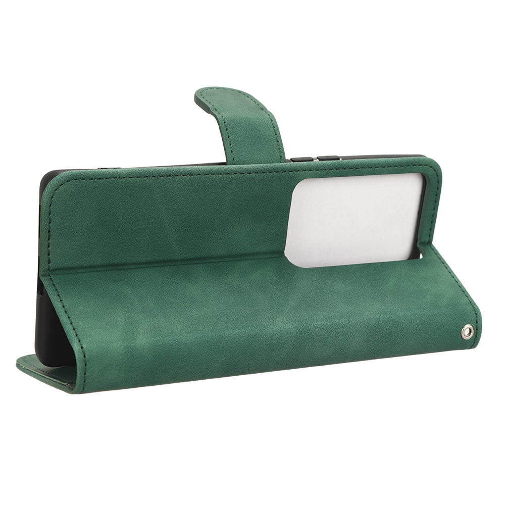 Skin-touch PU Leather Phone Cover for vivo S17 5G , Supporting Stand Slim-Fit Wallet Flip Phone Case