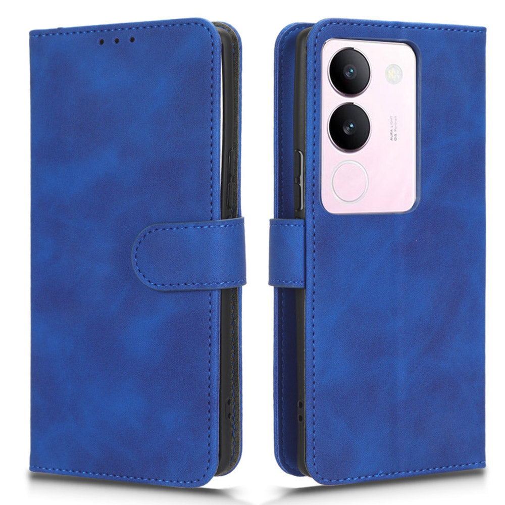 Skin-touch PU Leather Phone Cover for vivo S17 5G , Supporting Stand Slim-Fit Wallet Flip Phone Case