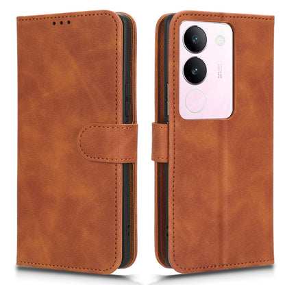 Skin-touch PU Leather Phone Cover for vivo S17 5G , Supporting Stand Slim-Fit Wallet Flip Phone Case