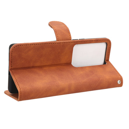 Skin-touch PU Leather Phone Cover for vivo S17 5G , Supporting Stand Slim-Fit Wallet Flip Phone Case