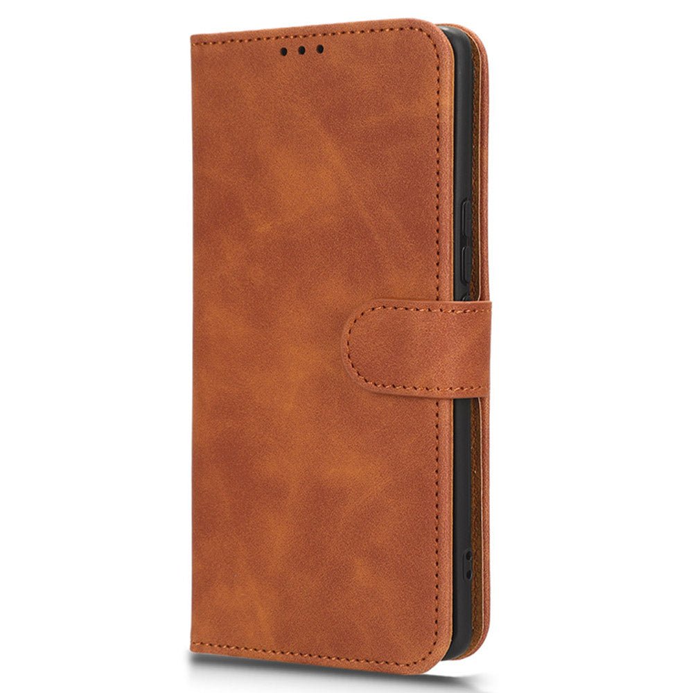 Skin-touch PU Leather Phone Cover for vivo S17 5G , Supporting Stand Slim-Fit Wallet Flip Phone Case