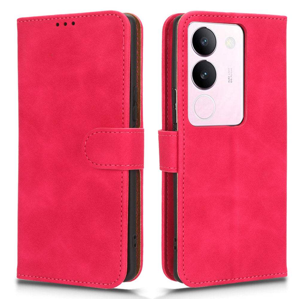 Skin-touch PU Leather Phone Cover for vivo S17 5G , Supporting Stand Slim-Fit Wallet Flip Phone Case