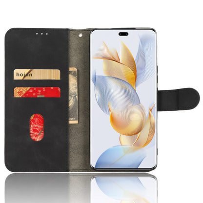 For Honor 90 Skin-touch Feeling PU Leather Phone Shell Wallet Cover Folding Stand Flip Phone Case