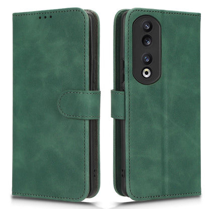 For Honor 90 Skin-touch Feeling PU Leather Phone Shell Wallet Cover Folding Stand Flip Phone Case