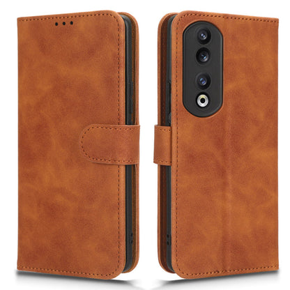 For Honor 90 Skin-touch Feeling PU Leather Phone Shell Wallet Cover Folding Stand Flip Phone Case