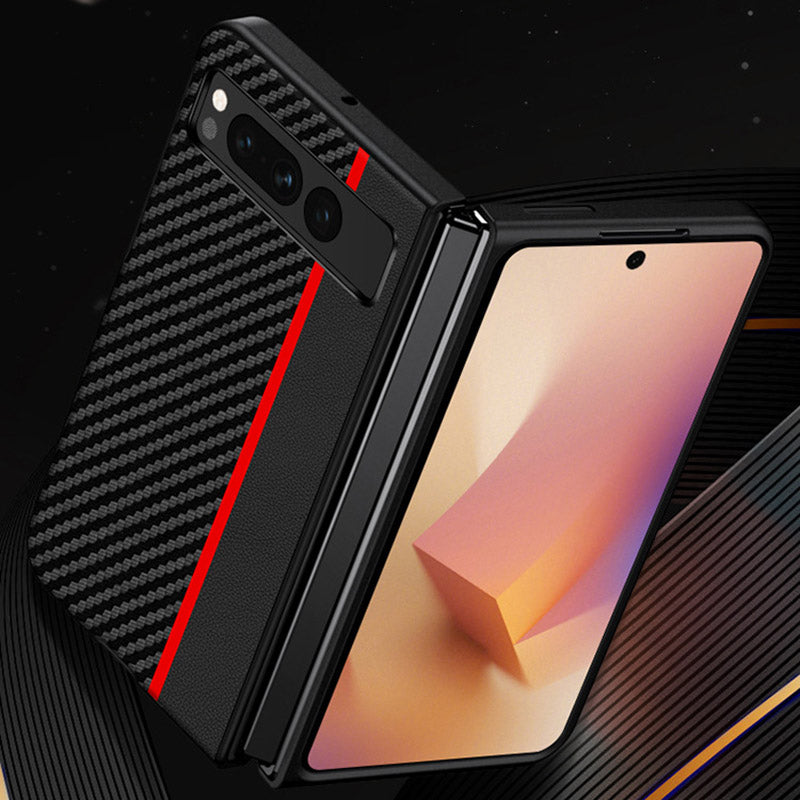 For Google Pixel Fold PU Leather + PC Phone Case Carbon Fiber Texture Ultra Thin Matte Cover