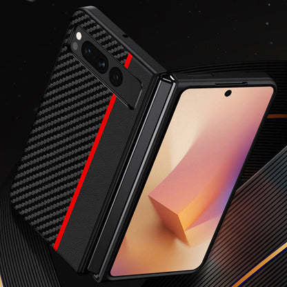 For Google Pixel Fold PU Leather + PC Phone Case Carbon Fiber Texture Ultra Thin Matte Cover