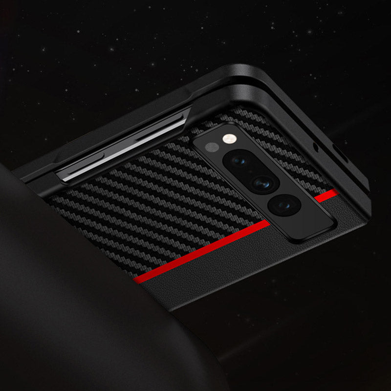 For Google Pixel Fold PU Leather + PC Phone Case Carbon Fiber Texture Ultra Thin Matte Cover