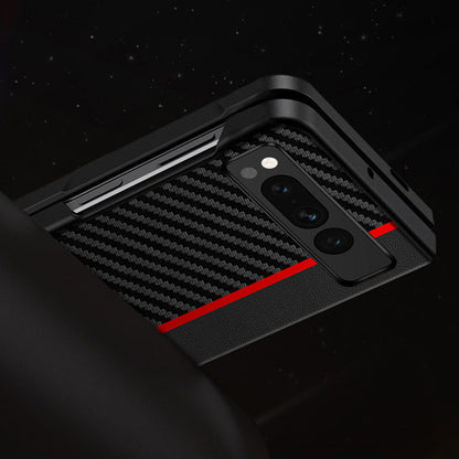 For Google Pixel Fold PU Leather + PC Phone Case Carbon Fiber Texture Ultra Thin Matte Cover