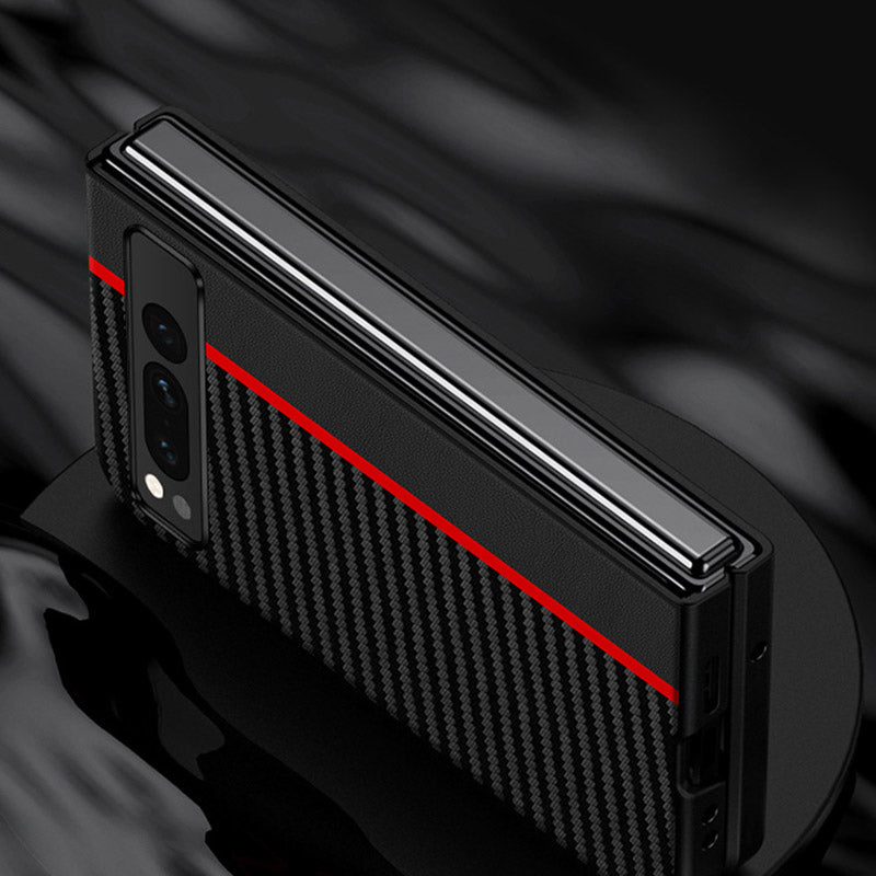 For Google Pixel Fold PU Leather + PC Phone Case Carbon Fiber Texture Ultra Thin Matte Cover