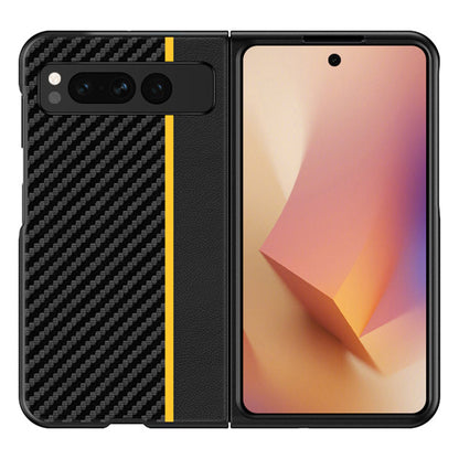 For Google Pixel Fold PU Leather + PC Phone Case Carbon Fiber Texture Ultra Thin Matte Cover