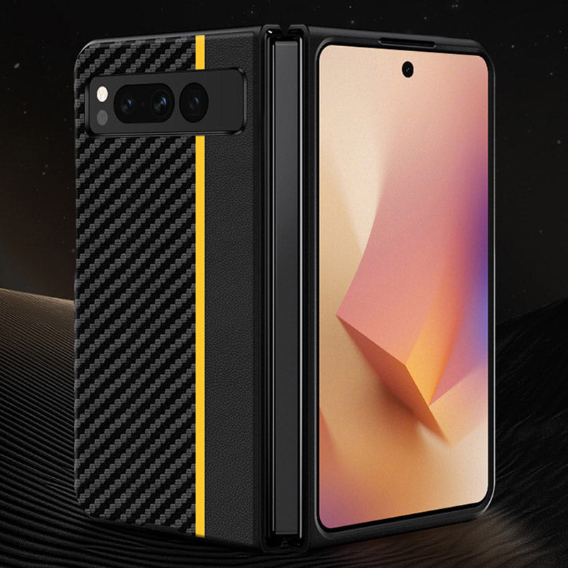 For Google Pixel Fold PU Leather + PC Phone Case Carbon Fiber Texture Ultra Thin Matte Cover