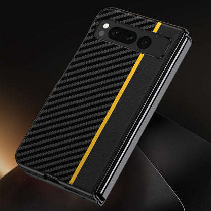 For Google Pixel Fold PU Leather + PC Phone Case Carbon Fiber Texture Ultra Thin Matte Cover