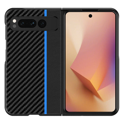 For Google Pixel Fold PU Leather + PC Phone Case Carbon Fiber Texture Ultra Thin Matte Cover