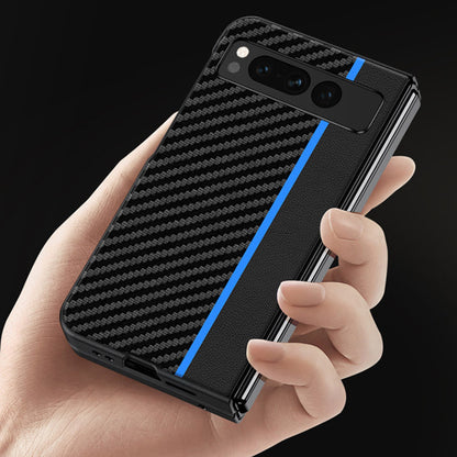 For Google Pixel Fold PU Leather + PC Phone Case Carbon Fiber Texture Ultra Thin Matte Cover