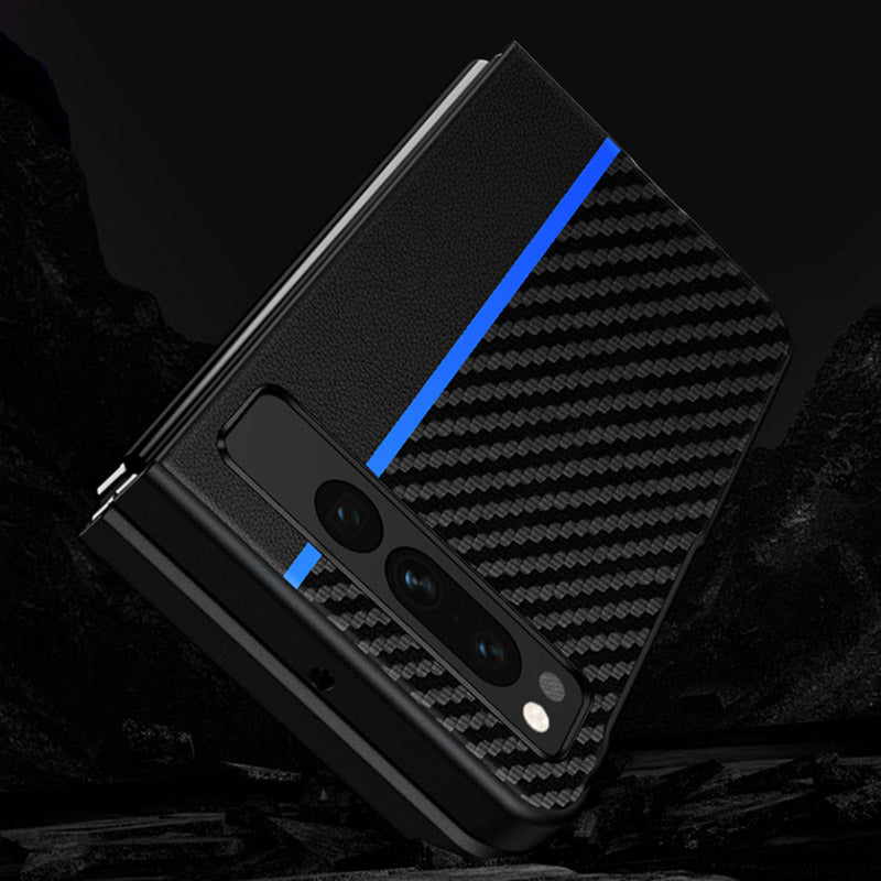 For Google Pixel Fold PU Leather + PC Phone Case Carbon Fiber Texture Ultra Thin Matte Cover