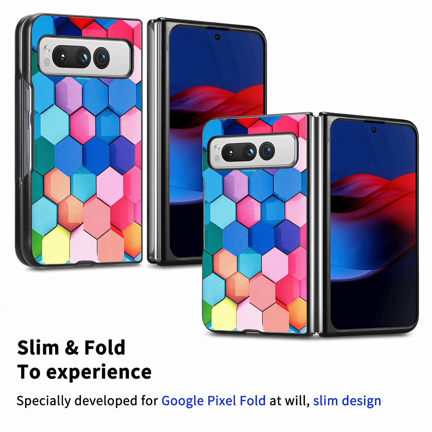 For Google Pixel Fold PU Leather + Hard PC Shell Ultra Thin Pattern Printing Phone Case Cover
