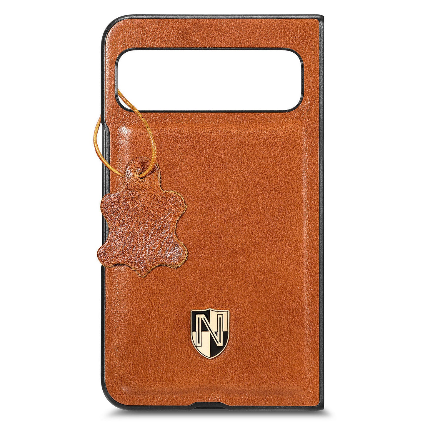 For Google Pixel Fold Cowhide Leather Coated PC Phone Case Shockproof Folding Cover