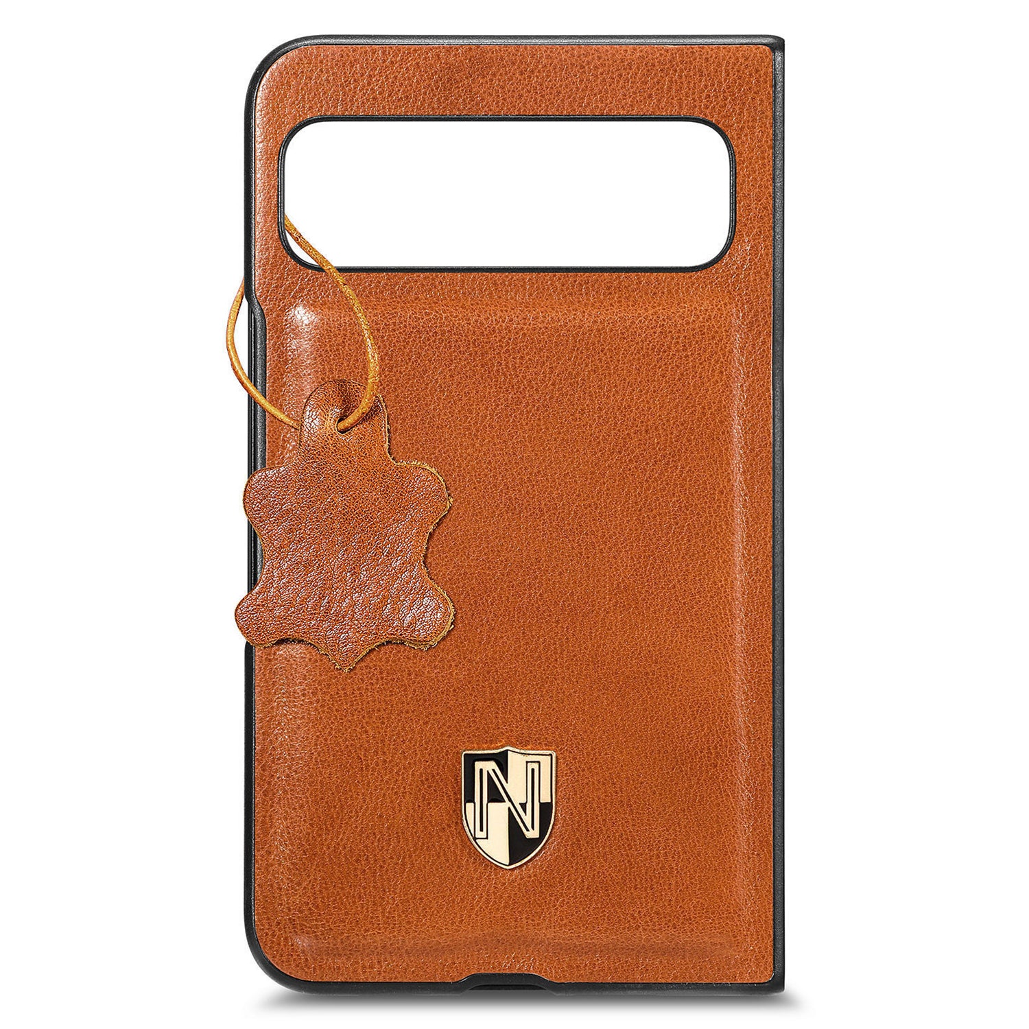 For Google Pixel Fold Cowhide Leather Coated PC Phone Case Shockproof Folding Cover