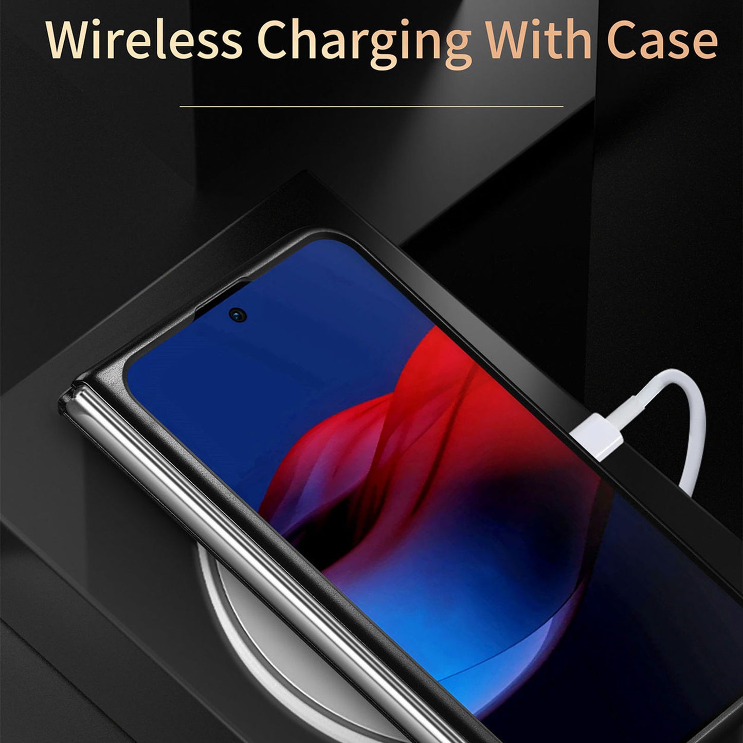 For Google Pixel Fold Cowhide Leather Coated PC Phone Case Shockproof Folding Cover