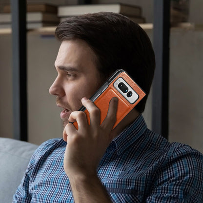 For Google Pixel Fold Cowhide Leather Coated PC Phone Case Shockproof Folding Cover