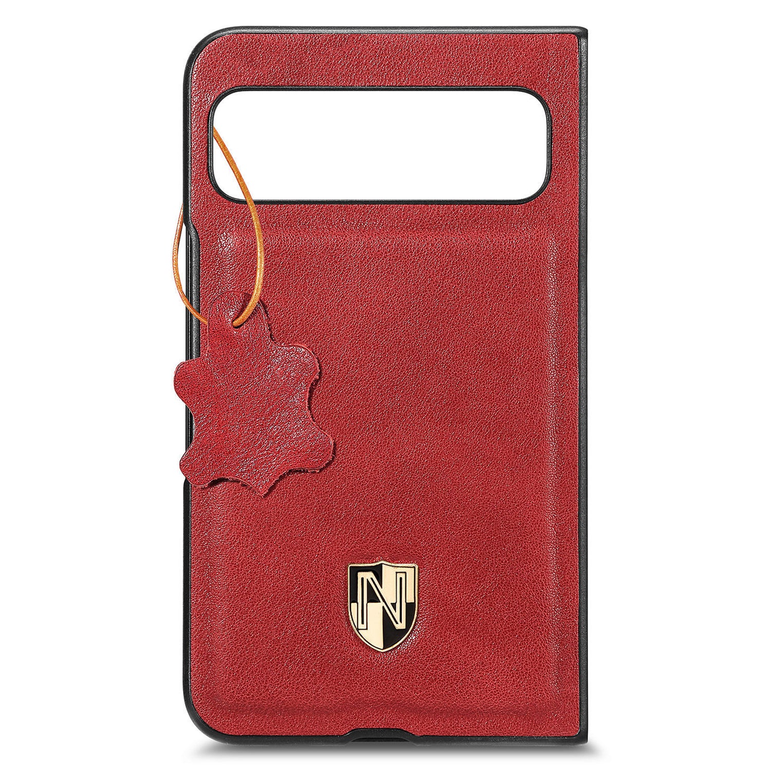 For Google Pixel Fold Cowhide Leather Coated PC Phone Case Shockproof Folding Cover