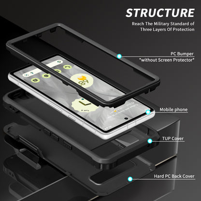 For Google Pixel 7a Hybrid Hard PC Soft TPU Phone Case Ring Car Mount Kickstand Shockproof Cover