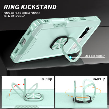 For Google Pixel 7a Hybrid Hard PC Soft TPU Phone Case Ring Car Mount Kickstand Shockproof Cover