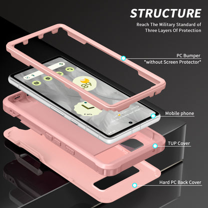 For Google Pixel 7a Hybrid Hard PC Soft TPU Phone Case Ring Car Mount Kickstand Shockproof Cover