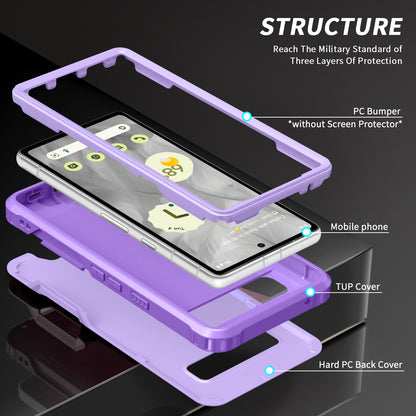 For Google Pixel 7a Hybrid Hard PC Soft TPU Phone Case Ring Car Mount Kickstand Shockproof Cover