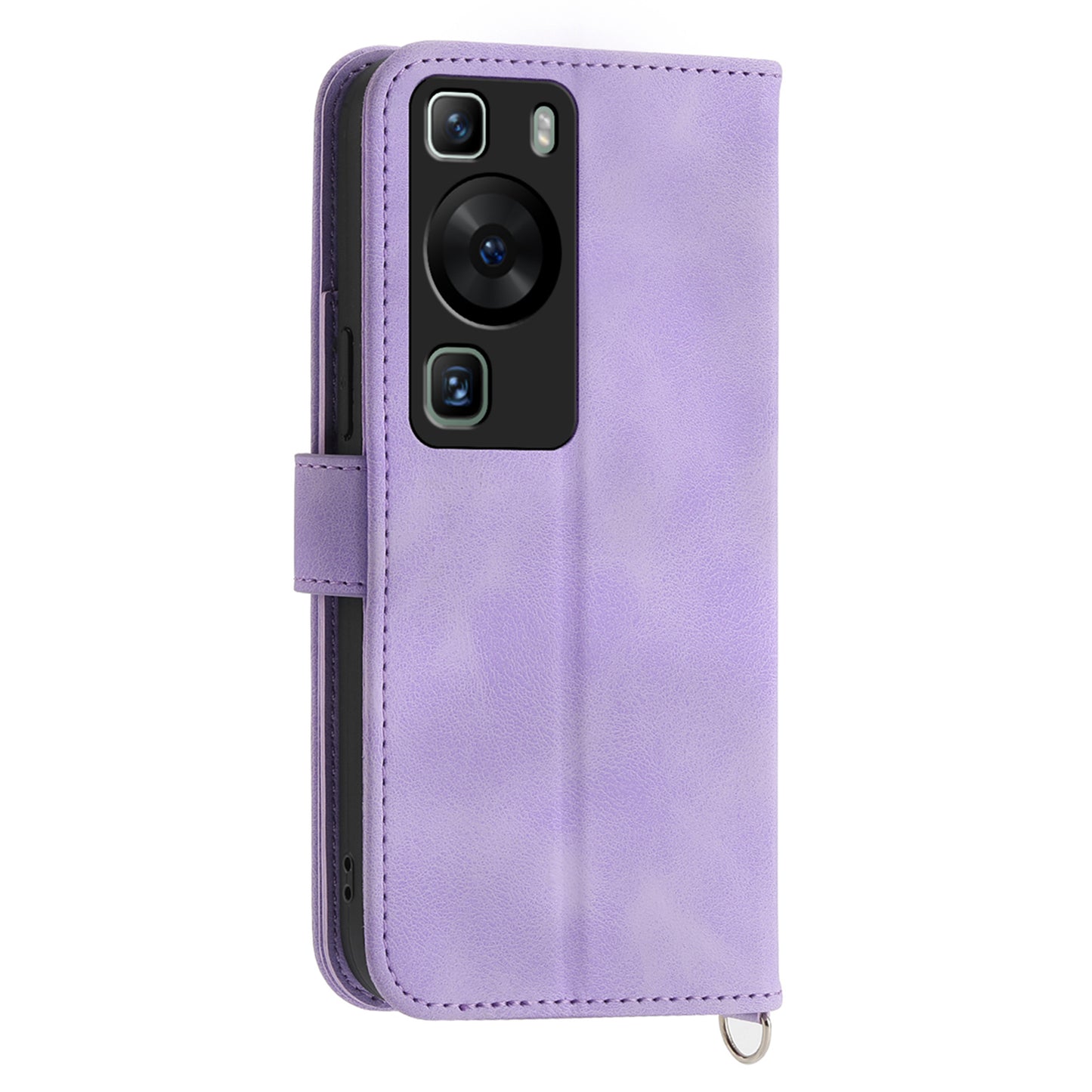 Wallet Phone Case for Huawei P60 / P60 Pro Shockproof Case Skin-Touch Imprinted Flower Leather Flip Cover with Strap
