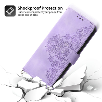 Wallet Phone Case for Huawei P60 / P60 Pro Shockproof Case Skin-Touch Imprinted Flower Leather Flip Cover with Strap